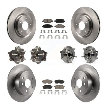Front Rear Hub Bearings Disc Brake Rotors And Ceramic Pads Kit (10Pc) For Nissan Juke KBB-119236