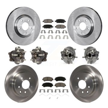 Front Rear Hub Bearing Disc Brake Rotor Pads Kit (10Pc) For Nissan Juke Nismo RS with AWD KBB-119237