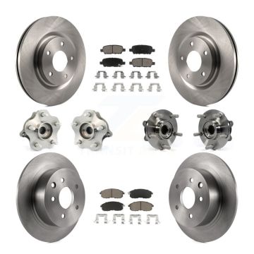 Front Rear Hub Bearings Disc Brake Rotors And Ceramic Pads Kit (10Pc) For Nissan Juke KBB-119238