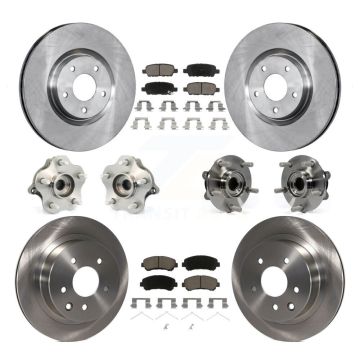 Front Rear Hub Bearing Brake Rotor Pads Kit (10Pc) For 2014 Nissan Juke Nismo RS with AWD KBB-119239