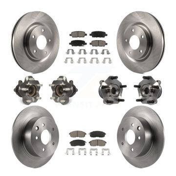 Front Rear Hub Bearing Brake Rotor & Pads Kit (10Pc) For 17-19 Nissan Sentra Turbocharged KBB-119240