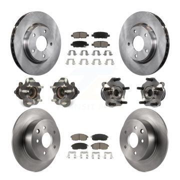 Front Rear Hub Bearings Disc Brake Rotors And Ceramic Pads Kit (10Pc) For Nissan Sentra KBB-119241