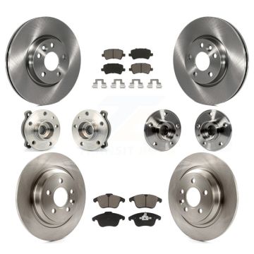 Front Rear Hub Bearings Disc Brake Rotors And Pads Kit (10Pc) For 2013-2014 Volvo S60 AWD KBB-119243