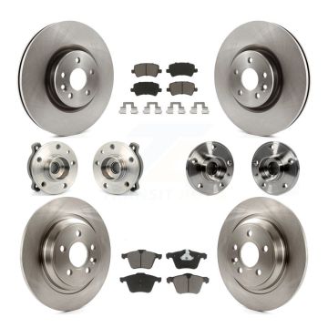 Front Rear Hub Bearings Disc Brake Rotors And Pads Kit (10Pc) For 2013-2014 Volvo S60 AWD KBB-119244