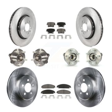 Front Rear Hub Bearing Brake Rotor & Pad Kit (10Pc) For 15-18 Dodge Charger AWD with 3.6L KBB-119260