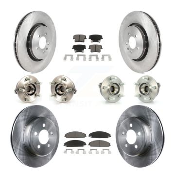 Front Rear Hub Bearing Brake Rotor & Pads Kit (10Pc) For 2014 Dodge Charger AWD with 3.6L KBB-119273