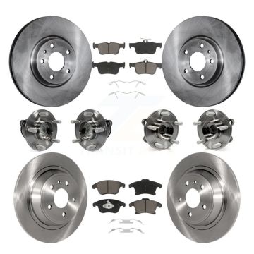Front Rear Hub Bearings Disc Brake Rotors And Pads Kit (10Pc) For Ford Fusion Lincoln MKZ KBB-119274