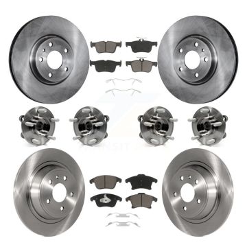Front Rear Hub Bearings Disc Brake Rotors And Ceramic Pads Kit (10Pc) For Ford Fusion KBB-119275