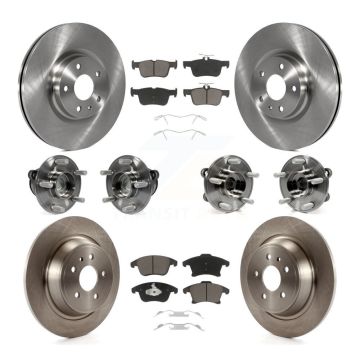 Front Rear Hub Bearings Disc Brake Rotors And Pads Kit (10Pc) For Ford Fusion Lincoln MKZ KBB-119277