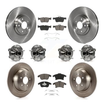 Front Rear Hub Bearing Brake Rotor And Pad Kit (10Pc) For Lincoln MKZ AWD with GAS engine KBB-119278
