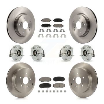 Front Rear Hub Bearing Disc Brake Rotor Pads Kit (10Pc) For 2009-2013 Suzuki Grand Vitara KBB-119279