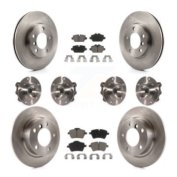 Front Rear Hub Bearing Brake Rotor And Pad Kit (10Pc) For 2011 Mini Cooper Countryman AWD KBB-119282