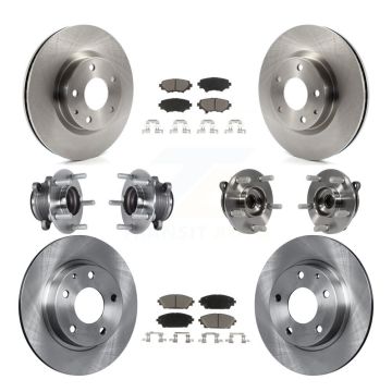 Front Rear Hub Bearings Disc Brake Rotors And Ceramic Pads Kit (10Pc) For Mazda 3 Sport KBB-119286