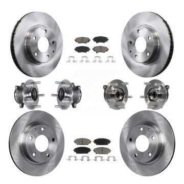 Front Rear Hub Bearings Disc Brake Rotors And Ceramic Pads Kit (10Pc) For Mazda 3 Sport KBB-119288