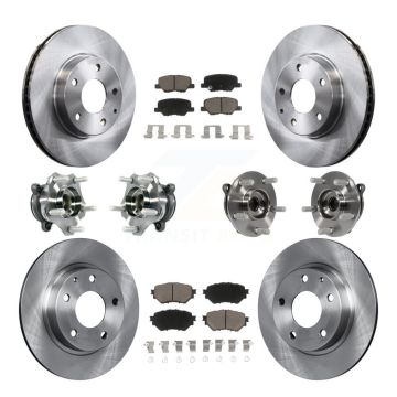 Front Rear Hub Bearings Disc Brake Rotors And Ceramic Pads Kit (10Pc) For Mazda 3 Sport KBB-119289