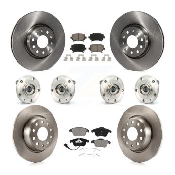 Front Rear Hub Bearing Brake Rotor & Pad Kit (10Pc) For Volkswagen Tiguan Audi Q3 Quattro KBB-119297