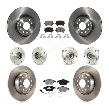 Front Rear Hub Bearing Brake Rotor & Pad Kit (10Pc) For Volkswagen Tiguan Audi Q3 Limited KBB-119298