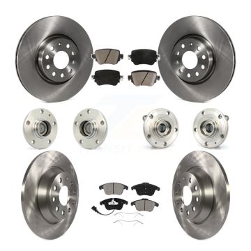 Front Rear Hub Bearing Disc Brake Rotor And Ceramic Pads Kit (10Pc) For 2016-2018 Audi Q3 KBB-119302