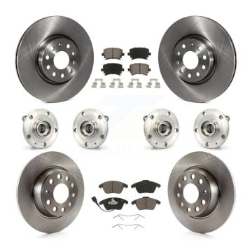 Front Rear Hub Bearings Disc Brake Rotors And Ceramic Pads Kit (10Pc) For Audi A3 Quattro KBB-119308