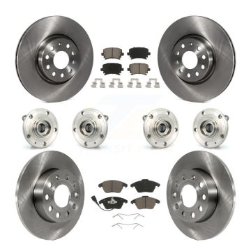 Front Rear Hub Bearings Disc Brake Rotors And Ceramic Pads Kit (10Pc) For Audi A3 Quattro KBB-119309