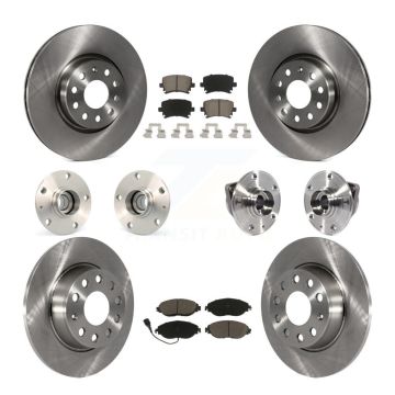 Front Rear Hub Bearings Disc Brake Rotors And Ceramic Pads Kit (10Pc) For Volkswagen GTI KBB-119311