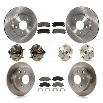 Front Rear Hub Bearing Disc Brake Rotor And Ceramic Pads Kit (10Pc) For Mitsubishi Galant KBB-119316