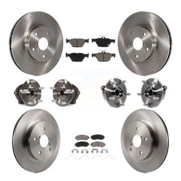 Front Rear Hub Bearing Disc Brake Rotor & Pad Kit (10Pc) For 2016-2019 Subaru Legacy 2.5L KBB-119323