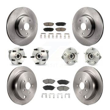 Front Rear Hub Bearing Disc Brake Rotors And Pads Kit (10Pc) For 2008-2014 Subaru Tribeca KBB-119324