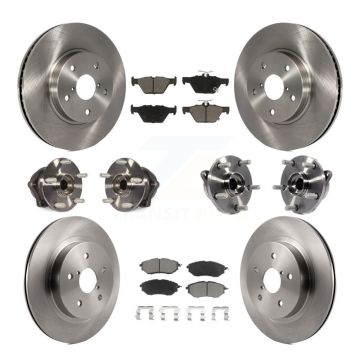 Front Rear Hub Bearings Disc Brake Rotors And Pads Kit (10Pc) For 2015 Subaru Legacy 2.5L KBB-119325