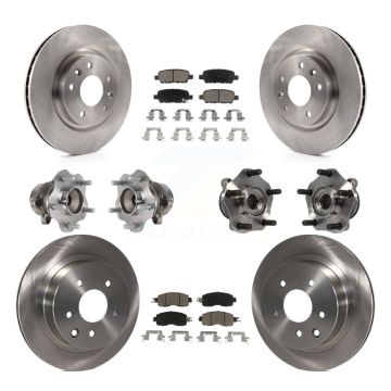 Front Rear Hub Bearings Disc Brake Rotors And Ceramic Pads Kit (10Pc) For Nissan LEAF KBB-119326