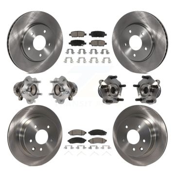 Front Rear Hub Bearings Disc Brake Rotors And Ceramic Pads Kit (10Pc) For Nissan LEAF KBB-119327