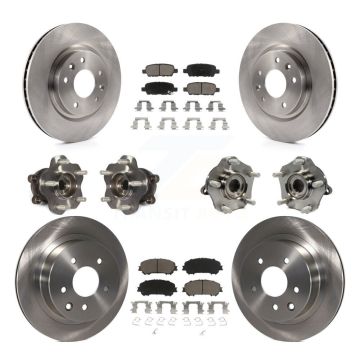 Front Rear Hub Bearing Disc Brake Rotor And Pad Kit (10Pc) For Nissan Rogue Sport Qashqai KBB-119328