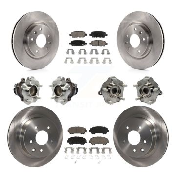Front Rear Hub Bearing Disc Brake Rotor And Pad Kit (10Pc) For Nissan Rogue Sport Qashqai KBB-119329