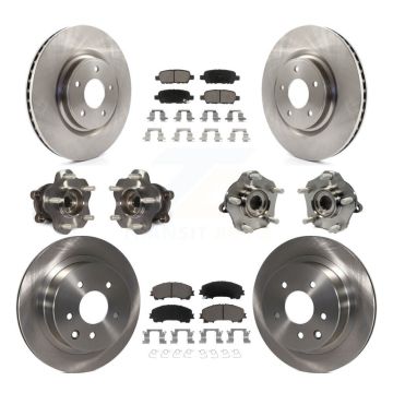 Front Rear Hub Bearings Disc Brake Rotors And Ceramic Pads Kit (10Pc) For Nissan Rogue KBB-119330