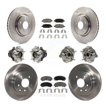Front Rear Hub Bearings Disc Brake Rotors And Ceramic Pads Kit (10Pc) For Nissan Rogue KBB-119331