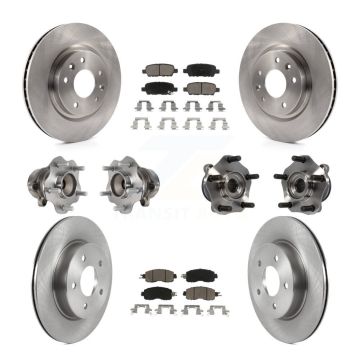 Front Rear Hub Bearings Disc Brake Rotors And Ceramic Pads Kit (10Pc) For Nissan LEAF KBB-119332