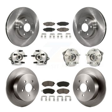 Front Rear Hub Bearing Disc Brake Rotor & Pad Kit (10Pc) For 2005 Subaru Legacy i/Limited KBB-119336