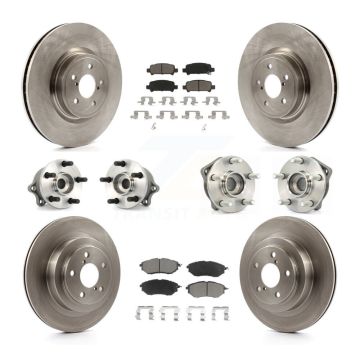 Front Rear Hub Bearings Disc Brake Rotors And Ceramic Pads Kit (10Pc) For Subaru Legacy KBB-119338