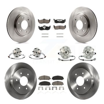 Front Rear Hub Bearing Disc Brake Rotor & Pads Kit (10Pc) For Nissan Armada INFINITI QX56 KBB-119340