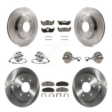 Front Rear Hub Bearings Disc Brake Rotors And Ceramic Pads Kit (10Pc) For Nissan Armada KBB-119341