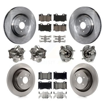 Front Rear Hub Bearing Brake Rotor Pad Kit (10Pc) For INFINITI G37 RWD With Brembo Brakes KBB-119344