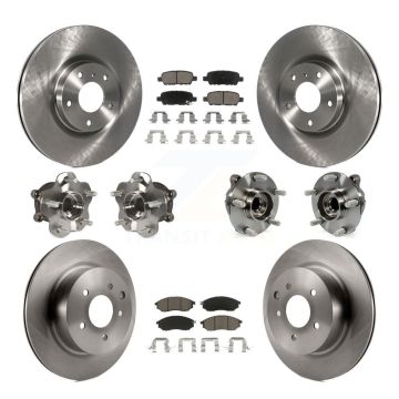 Front Rear Hub Bearing Brake Rotor Pad Kit (10Pc) For INFINITI EX35 QX50 EX37 G25 M35 M45 KBB-119349