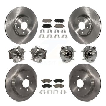 Front Rear Hub Bearing Disc Brake Rotor & Pads Kit (10Pc) For 2015-2017 INFINITI QX70 RWD KBB-119350