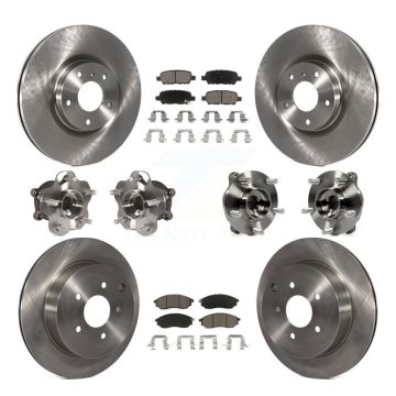 Front Rear Hub Bearing Disc Brake Rotor & Pads Kit (10Pc) For 2015-2017 INFINITI QX70 AWD KBB-119351