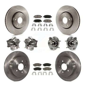 Front Rear Hub Bearings Disc Brake Rotors And Pads Kit (10Pc) For INFINITI FX35 FX37 RWD KBB-119352