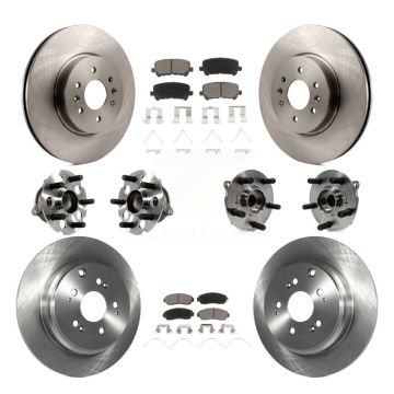 Front Rear Hub Bearings Disc Brake Rotors And Pads Kit (10Pc) For 2011-2014 Honda Odyssey KBB-119359