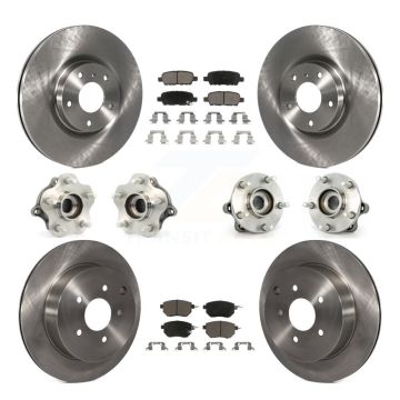 Front Rear Hub Bearing Disc Brake Rotor & Pads Kit (10Pc) For 2005-2007 Nissan Murano AWD KBB-119360