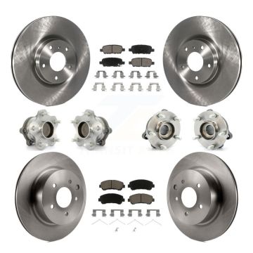 Front Rear Hub Bearings Disc Brake Rotors And Ceramic Pads Kit (10Pc) For Nissan Maxima KBB-119362