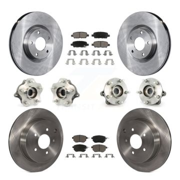 Front Rear Hub Bearing Disc Brake Rotor & Pads Kit (10Pc) For 2003-2004 Nissan Murano AWD KBB-119368
