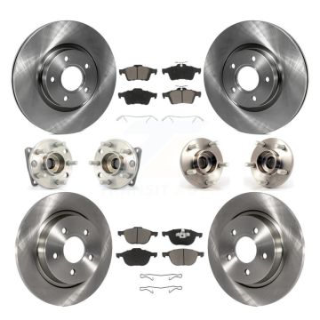 Front Rear Hub Bearing Disc Brake Rotor & Pads Kit (10Pc) For 2005-2010 Volvo S40 V50 AWD KBB-119370